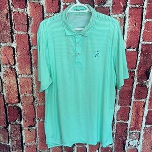 Draddy Sport Mint Green Striped Polo - XL Men's Green Striped Polo Shirt